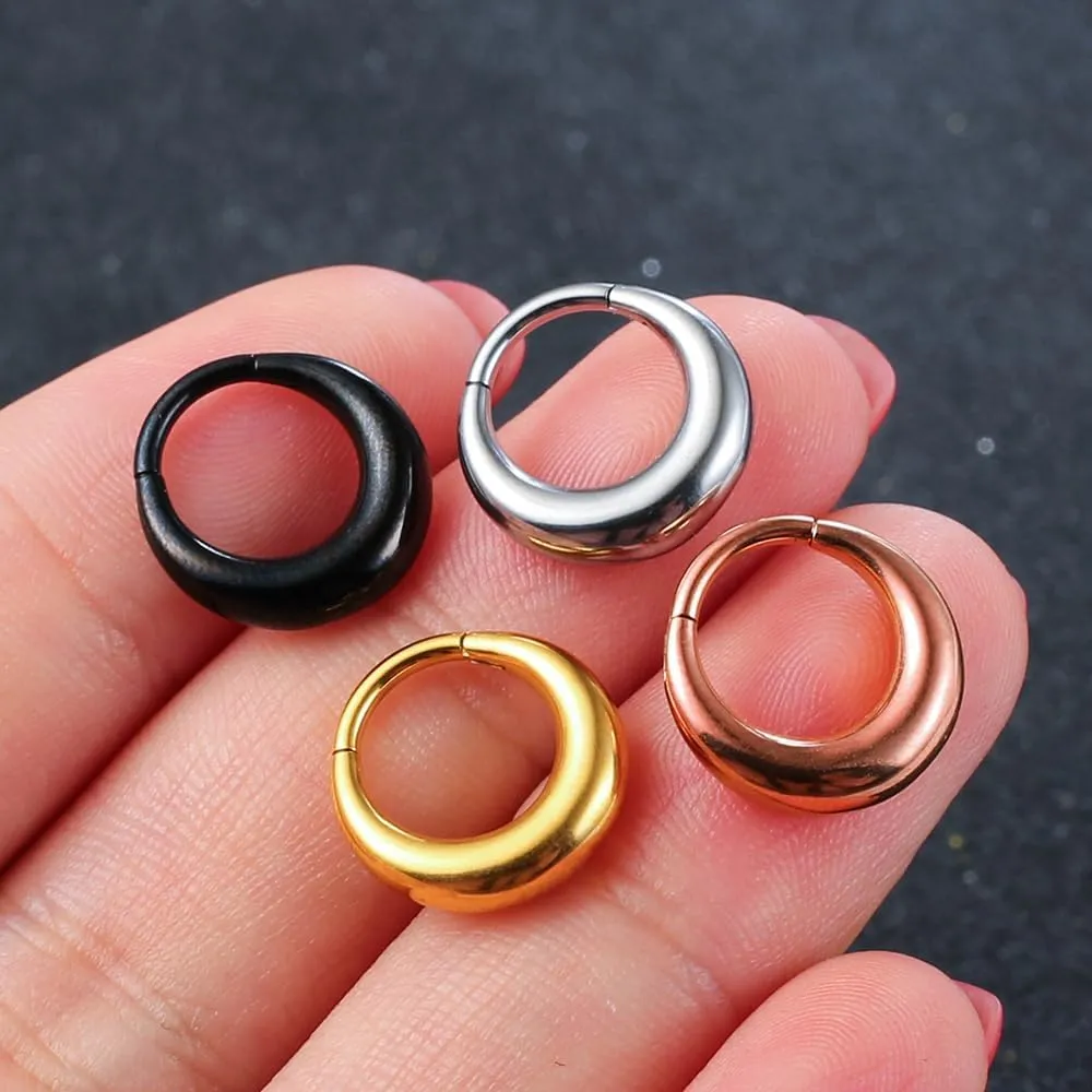 MOQIKAKA16G 8mm Septum Rings - Stainless Steel Segment Nose Rings for Women Men - Hinged Segment Nose Helix Cartilage Clicker Hoop Earrings for Daith Rook Tragus Piercing