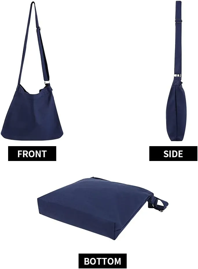 Muka Canvas Shoulder Bag with Zipper Hobo Crossbody Handbag Casual Tote