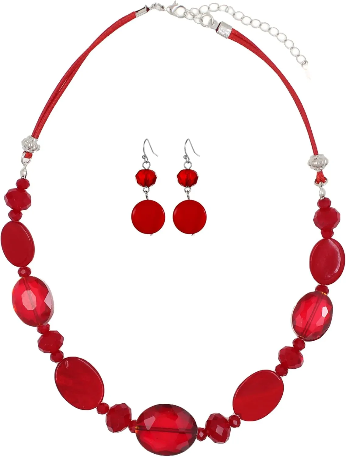 Multi Color Beaded Statement Necklace and Earrings for women Shiny Crystal Stone Beads Choker