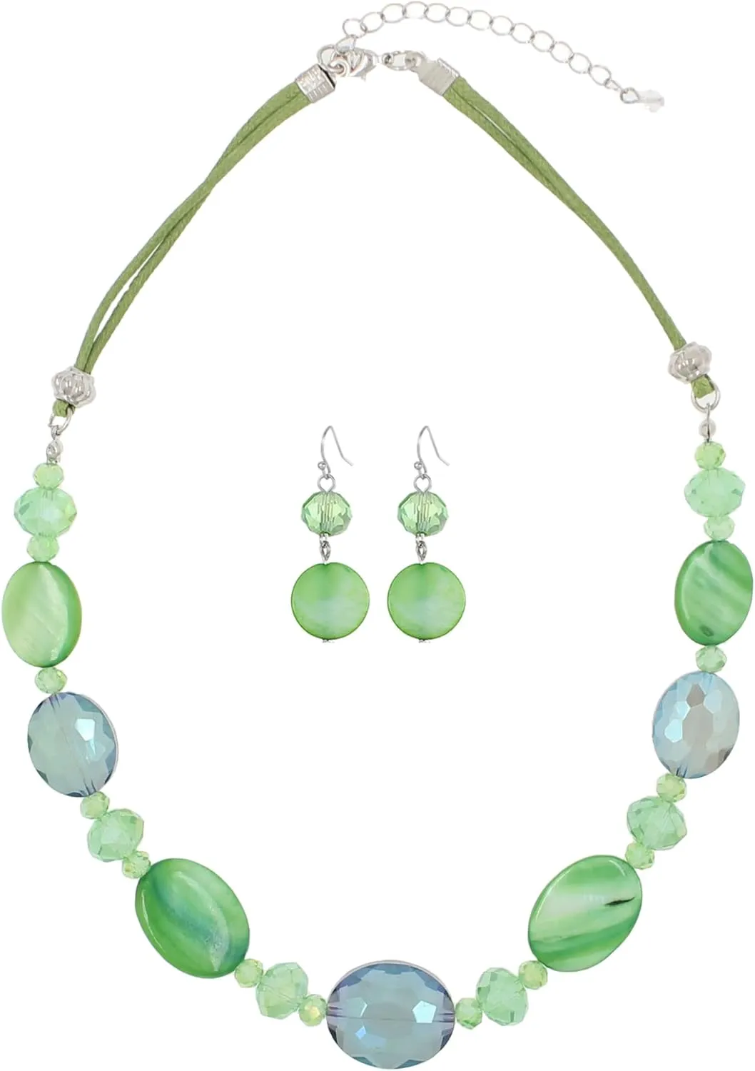 Multi Color Beaded Statement Necklace and Earrings for women Shiny Crystal Stone Beads Choker