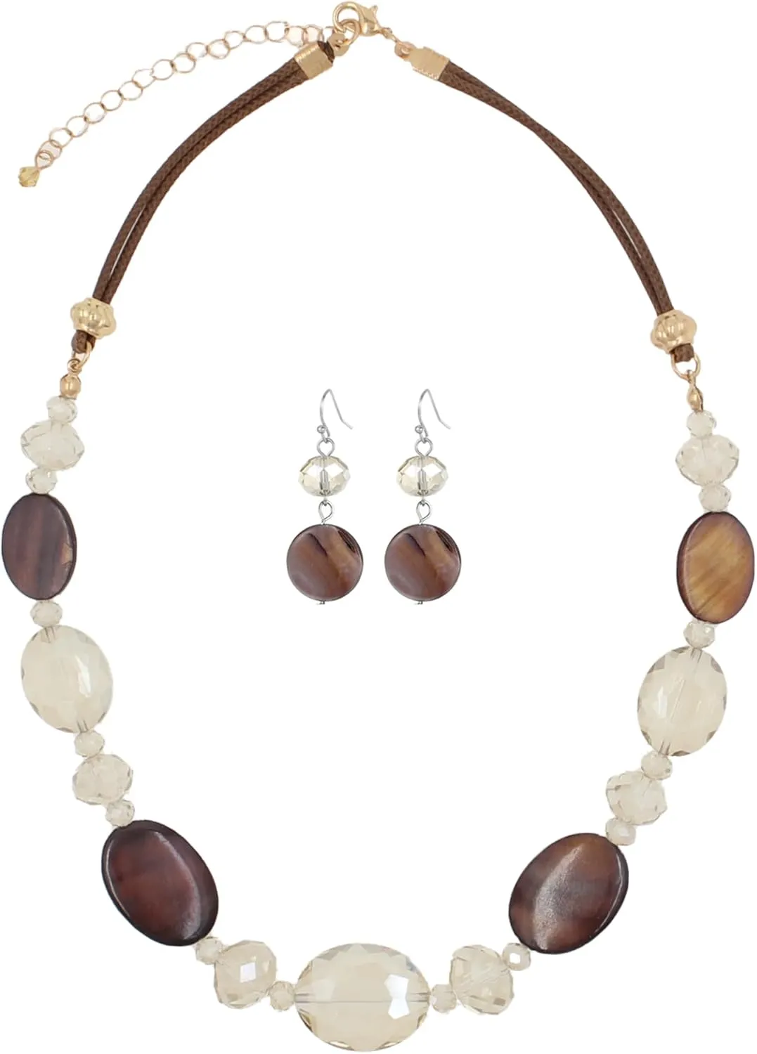 Multi Color Beaded Statement Necklace and Earrings for women Shiny Crystal Stone Beads Choker