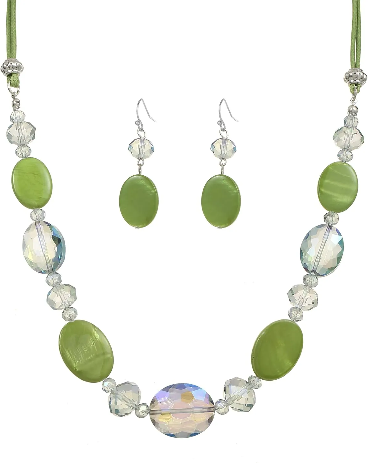 Multi Color Beaded Statement Necklace and Earrings for women Shiny Crystal Stone Beads Choker
