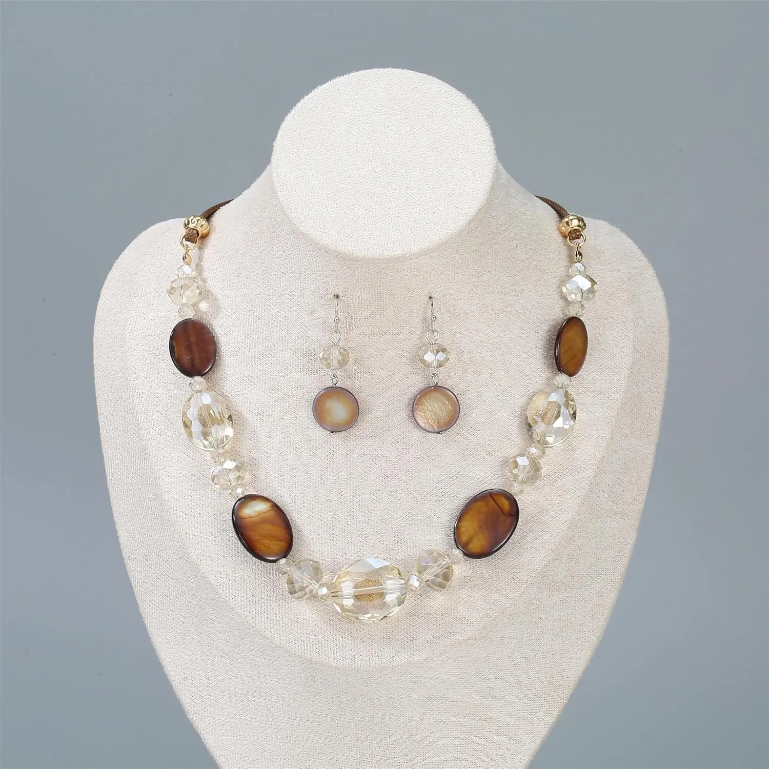 Multi Color Beaded Statement Necklace and Earrings for women Shiny Crystal Stone Beads Choker