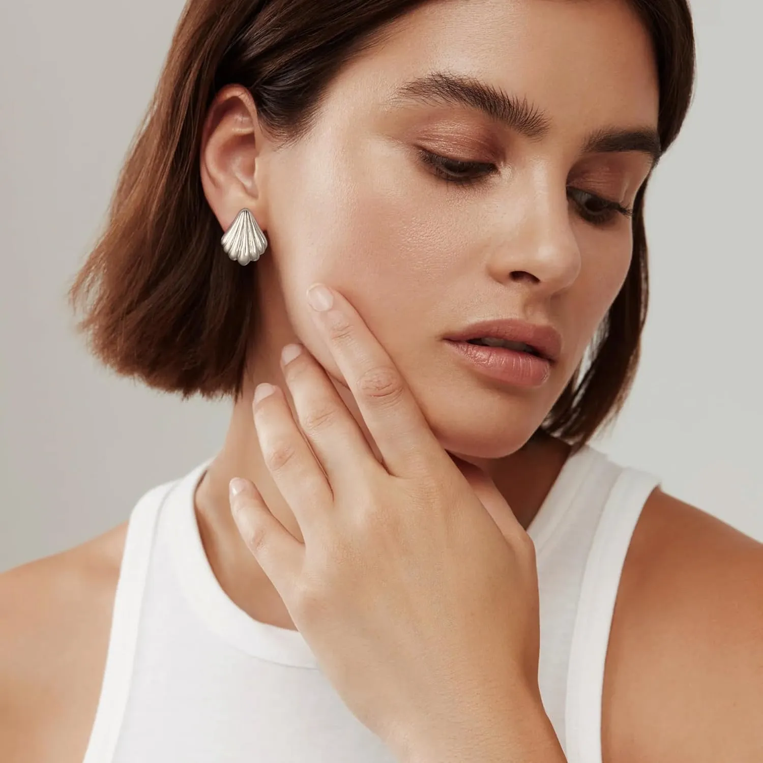 MUYAN Chunky Gold Textured Earrings for Women Trendy Minimalist Large Chunky Studs Fashion Jewelry