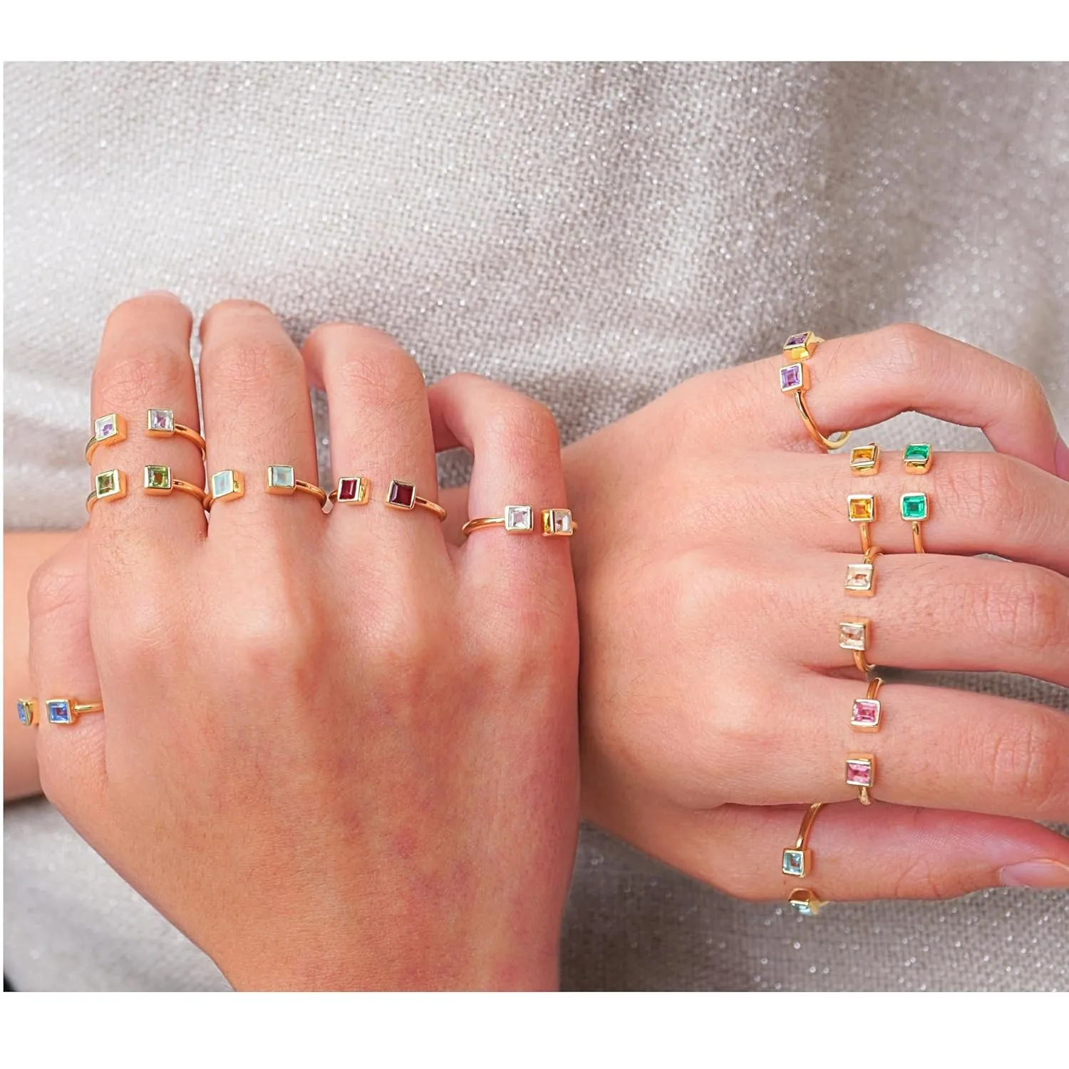 Natural Moonstone Rings, 18K Gold Rings for Women Teen Girls That Don't Tarnish - Real 925 Sterling Silver Rings, Stackable, Chunky, Dainty June Birthstone Gifts (Anillos Para Mujer, Square - Size 6)