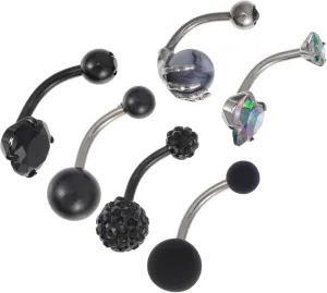 NOLITOY Navel Rings 6 Pcs Set Non-tarnishing Safe and Comfortable for Body Piercings