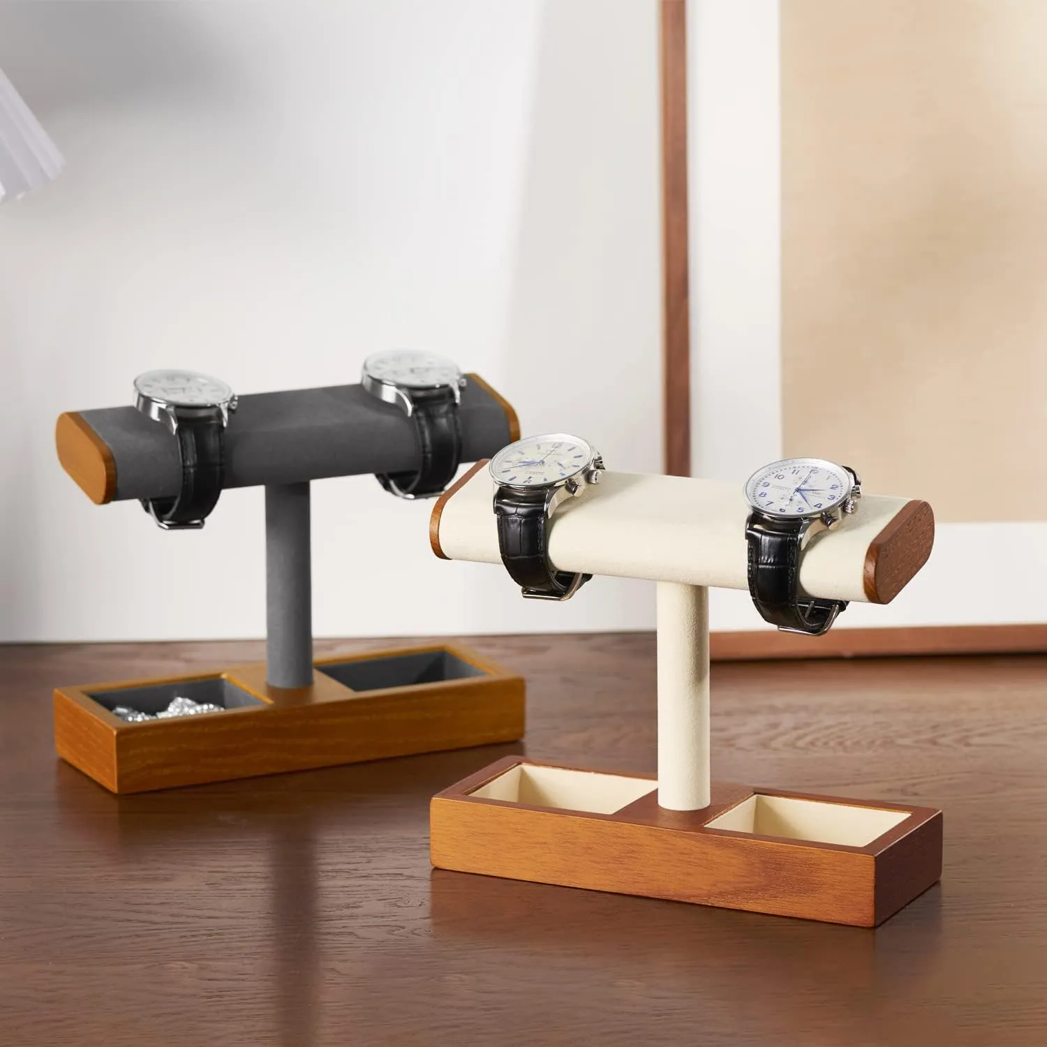 Oirlv Solid Wood Watch Display Stand T-bar Watch Stand for Men and Women Jewelry Accessory Organizer for Store and Home(SM19102)