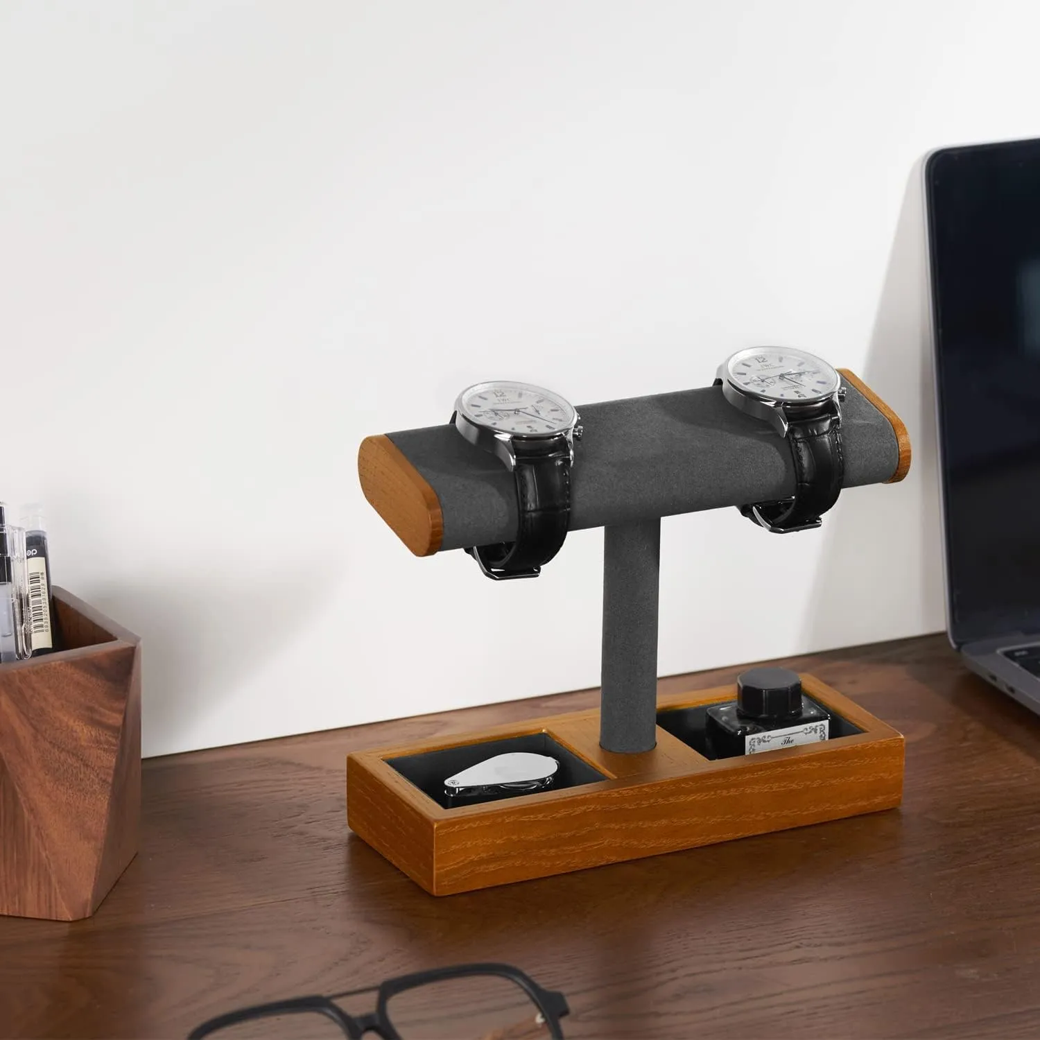 Oirlv Solid Wood Watch Display Stand T-bar Watch Stand for Men and Women Jewelry Accessory Organizer for Store and Home(SM19102)