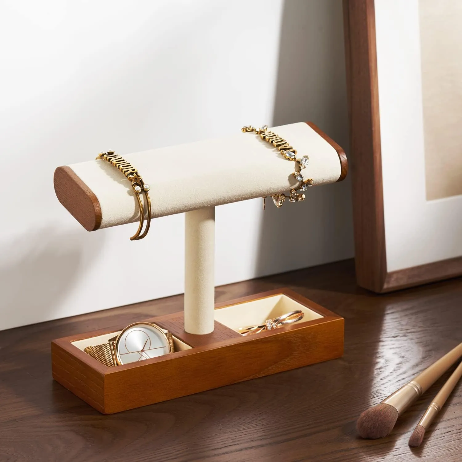 Oirlv Solid Wood Watch Display Stand T-bar Watch Stand for Men and Women Jewelry Accessory Organizer for Store and Home(SM19201)