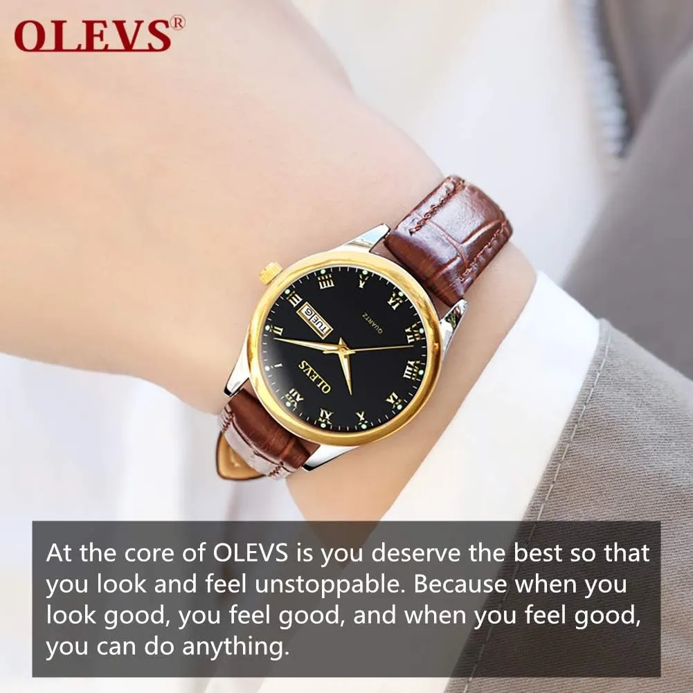 OLEVS Classic Watches for Women Analog Quartz Watch Stainless Steel Rugged Waterproof Watches Roman Numeral Unique Calendar Date Business Wrist Watch