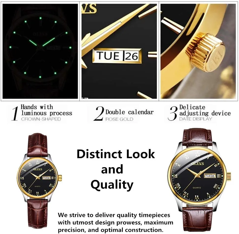 OLEVS Classic Watches for Women Analog Quartz Watch Stainless Steel Rugged Waterproof Watches Roman Numeral Unique Calendar Date Business Wrist Watch