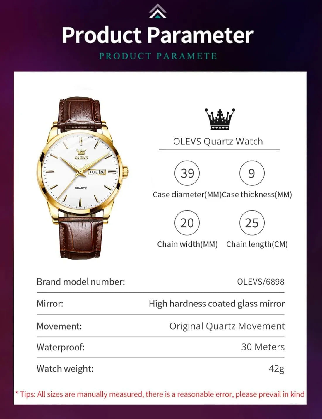 OLEVS Mens Watches, Casual Leather Watches for Men Easy to Read Quartz Number Watch with Date Waterproof Blue/Black/Silver Face Men's Wrist Watches