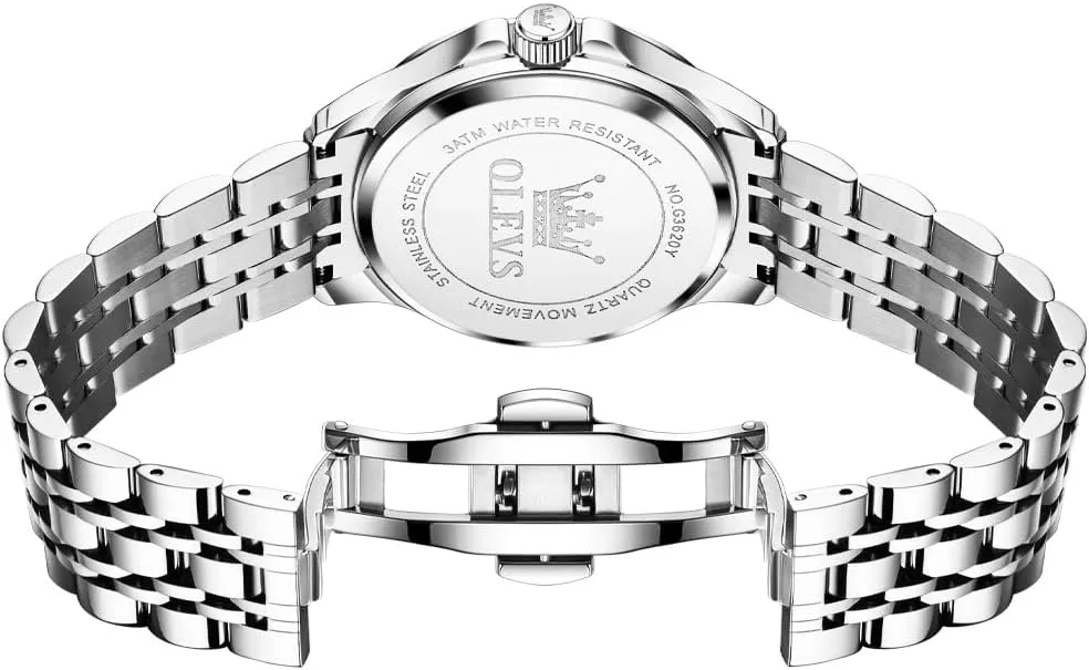 OLEVS Watch for Men Business Diamond Easy Read Men's Wrist Watches Analog Luxury Date Stainless Steel Waterproof Luminous Dress Mens Watches