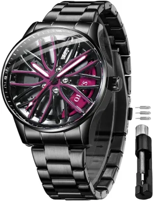 OLEVS Watches for Men 42MM Large Dial Skeleton with Luminous Waterproof Stainless Steel Fashion Dress Car Watch