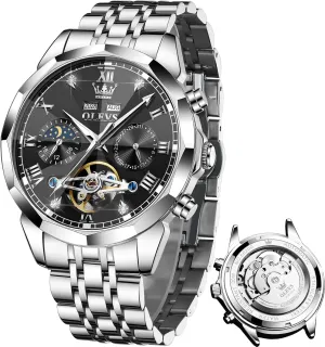OLEVS Watches for Men Automatic Mechanical Luxury Dress Big Face Self Winding Tourbillon Skeleton Luminous Wrist Watches