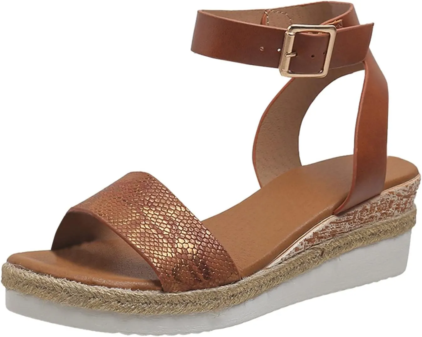 Orthopedic Sandals for Women Casual Strappy Slip on Sandal Beach Boho Sandal Comfortable Outdoor Shoes Open Toe Ankle Strap Platform Sandals 2025