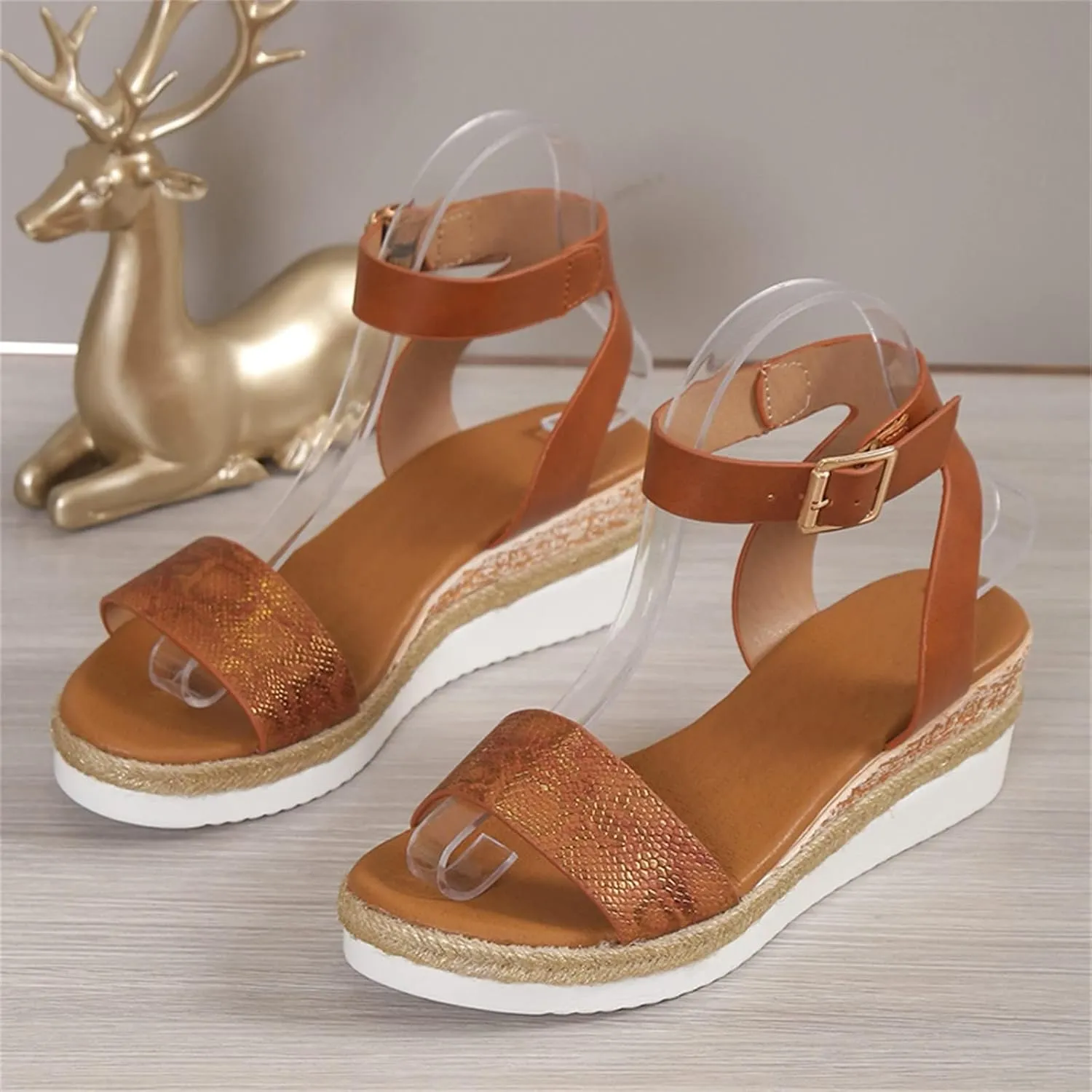 Orthopedic Sandals for Women Casual Strappy Slip on Sandal Beach Boho Sandal Comfortable Outdoor Shoes Open Toe Ankle Strap Platform Sandals 2025