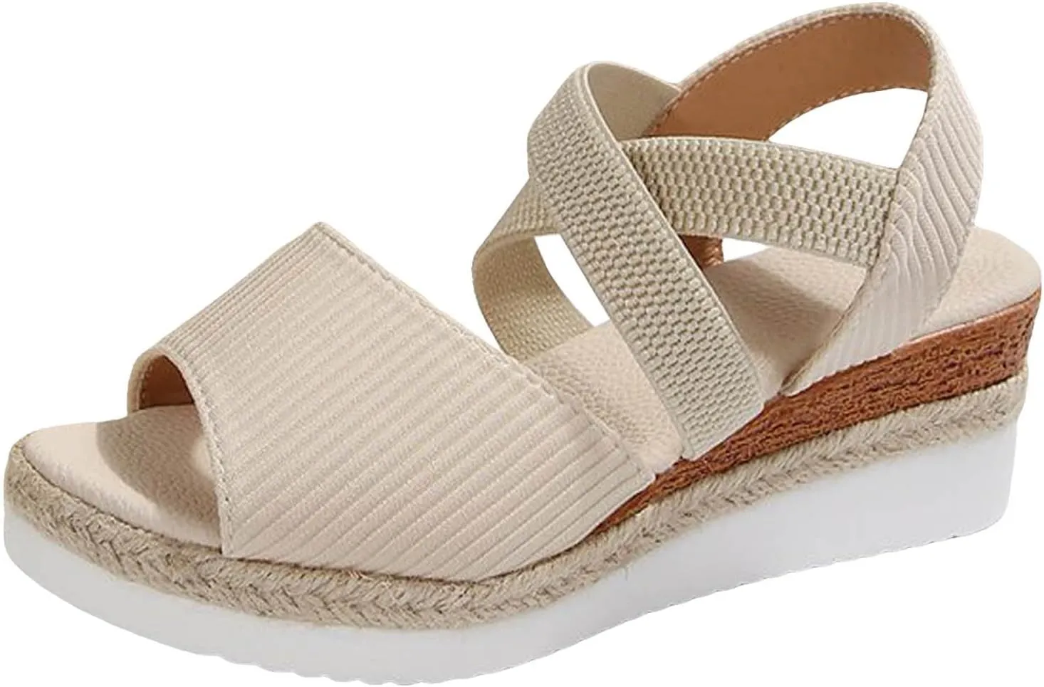 Orthopedic Sandals for Women Slip On Solid Color Espadrille Wedge Sandals Casual Fashion Peep Toe Sandals Women