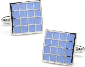 Ox and Bull Trading Company Periwinkle Checker Square Cufflinks