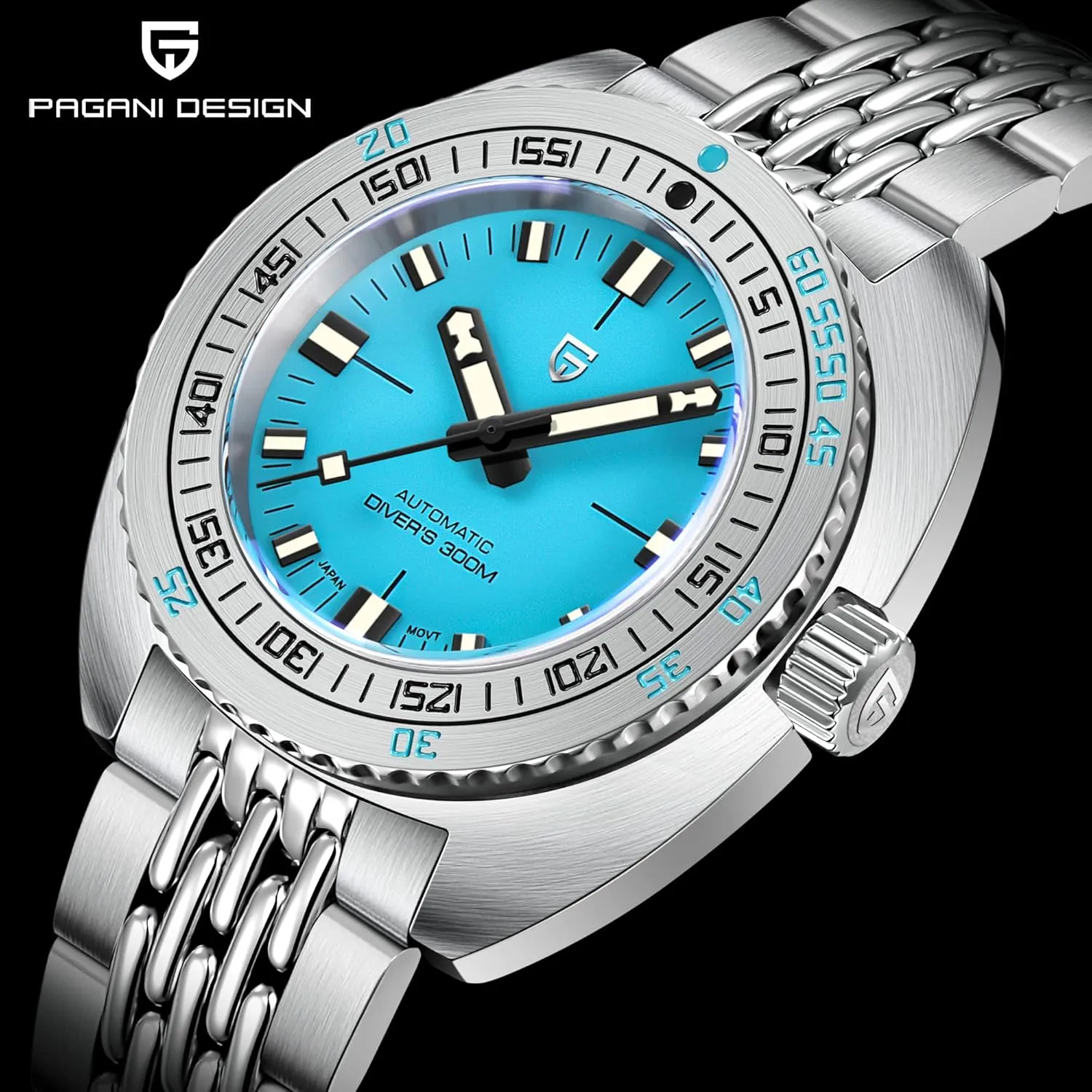 Pagani Design Mens Watches Waterproof 300M Automatic Watches for Men NH38A Movement Stainless Steel Mechanical Wrist Watch