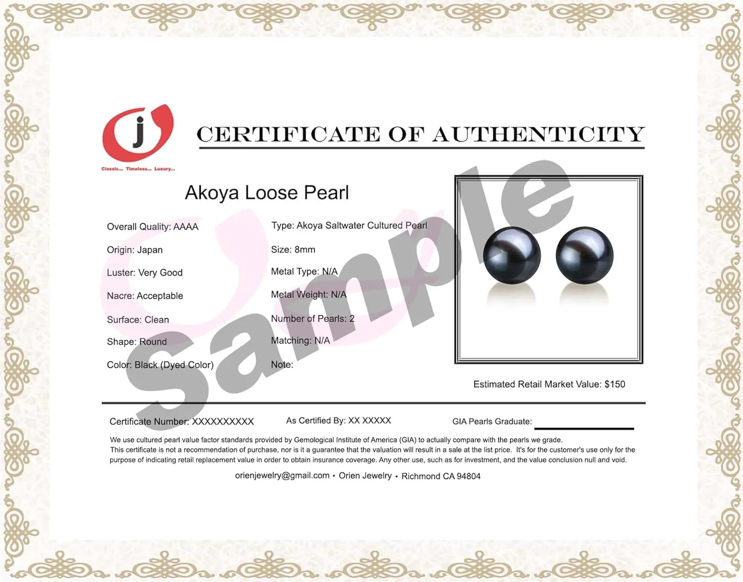 Pair of Japanese Akoya Loose Cultured Pearls AAAA Graded Black Color 5-10mm Half Drilled for Jewelry Making Rings, Pendants, Earrings Add On Beads ??Orien Jewelry