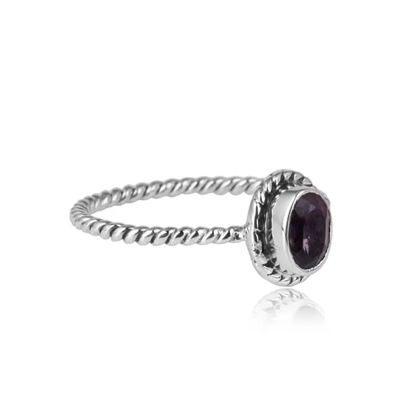 PANOPLY Choice of Sterling Silver Rings, Gemstone Oxidized Rings, Gold Plated Rings, Rings Sterling Silver, 925 Sterling Silver Rings For Women Teens Girls (Amethyst- Oxidized, 8)