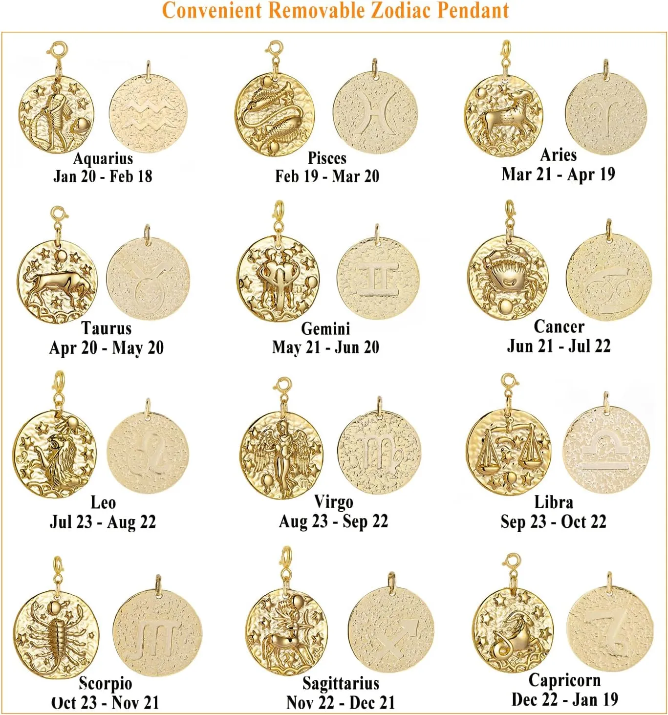 Pearl Necklace for Women 14K Gold Plated Zodiac Necklace Pearl Paperclip Chain Choker Toggle Clasp 12 Constellations Pendant Necklaces Jewelry for Women