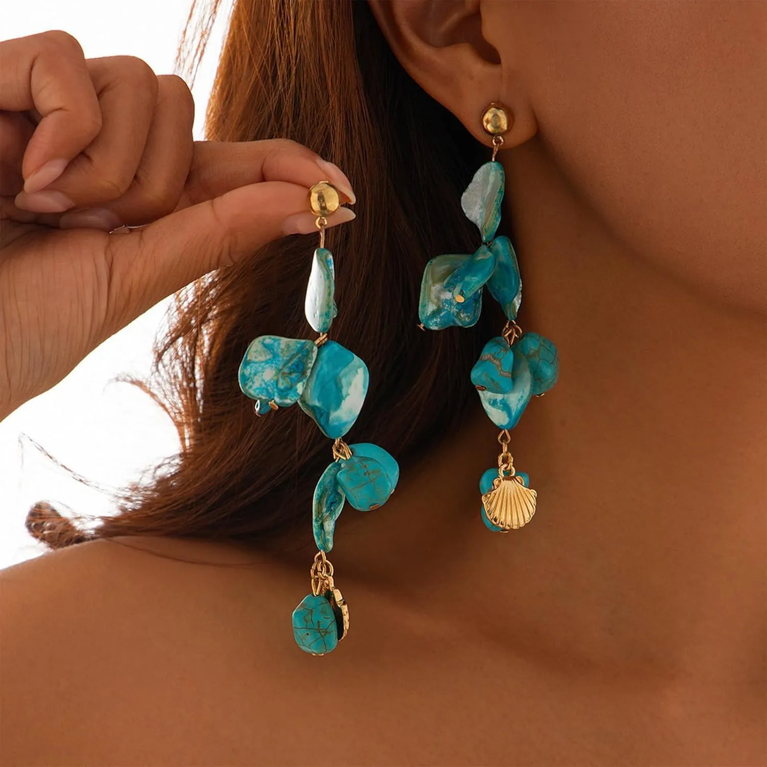 Pearl Shell Earrings Starfish Earring Gold Sea Shell Earring for Women Seashell Beach Earrings Summer Beach Vacation Outfits for Women Trendy Jewelry Gift