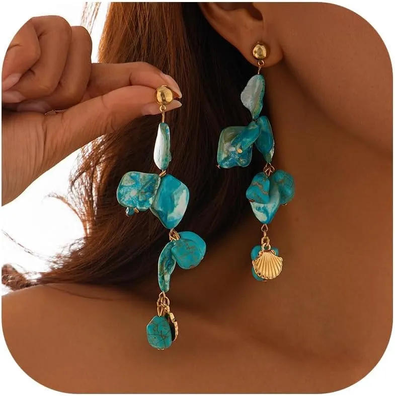 Pearl Shell Earrings Starfish Earring Gold Sea Shell Earring for Women Seashell Beach Earrings Summer Beach Vacation Outfits for Women Trendy Jewelry Gift