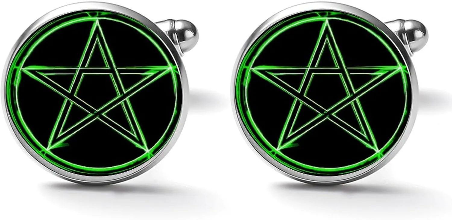 Pentagram Glow In Dark Novelty Cufflinks Shirt Cuff Links Accessories Business Wedding Jewelry