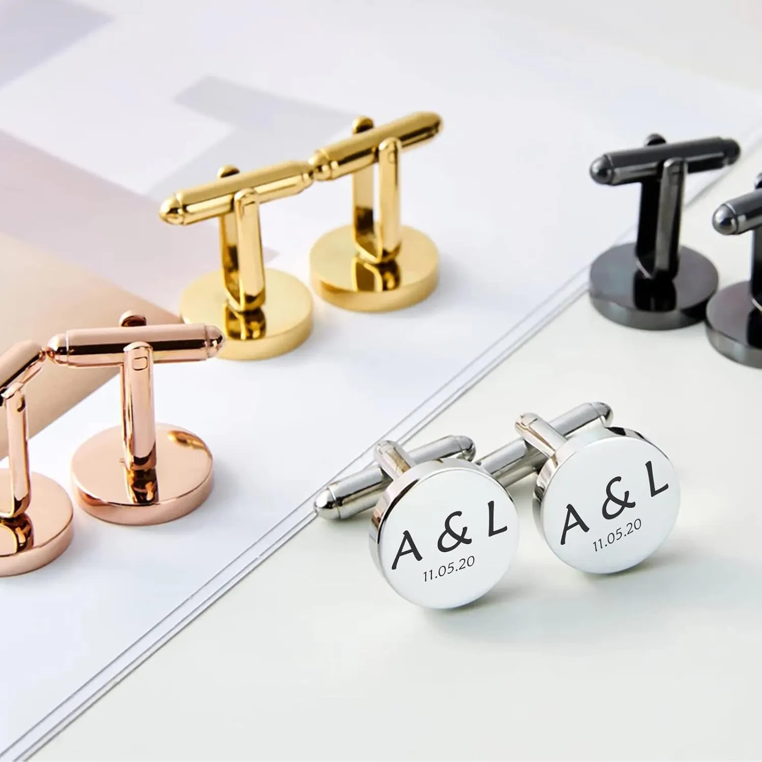 Personalized Cufflinks for Men,Custom Mens Initial Cufflinks Name Cufflinks Cutomized Engraving Jewelry Accessories for Father Dad Brother Boyfriend Husband Wedding Birthday Gift
