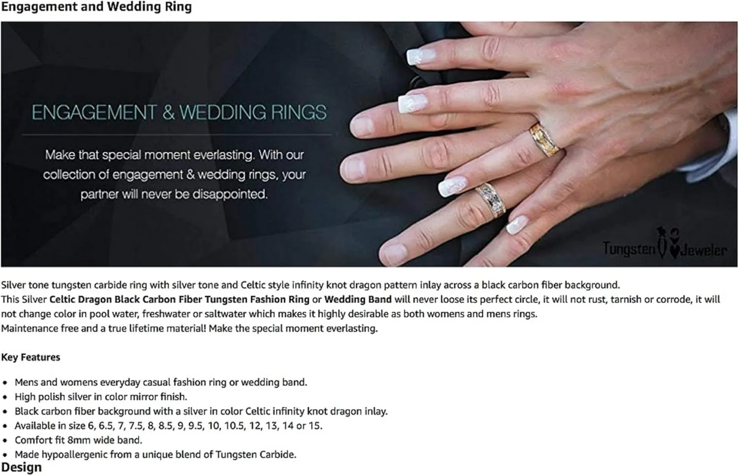 Personalized Laser Engraving Ring for Men and Ring for Women Tungsten Band Rings 6mm High Polished Yellow Gold IP Plated Center Wedding Band Ring Ideal Rings for Couples