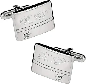 Personalized Stainless Steel Rhinestone Star Cufflinks Monogram Custom Engraved Free - Ships from USA