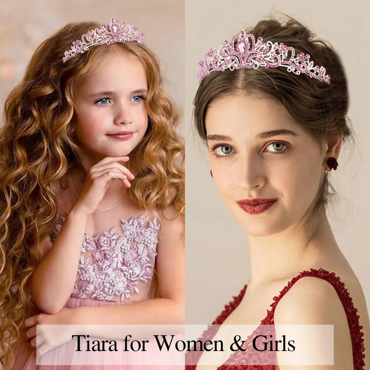 Pink Birthday Crown and Sash Set Birthday Girls Princess Tiara Queen Crowns Crystal Tiara Women Rhinestone Tiara Birthday Headband Happy Birthday Decorations Party Gifts