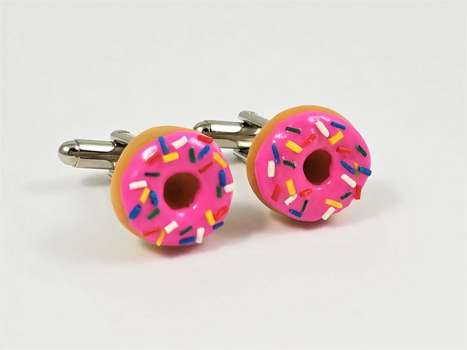 Pink Strawberry Donut Cufflinks - Customize Your Own Flavor (Cufflinks, Pink Strawberry, Standard)