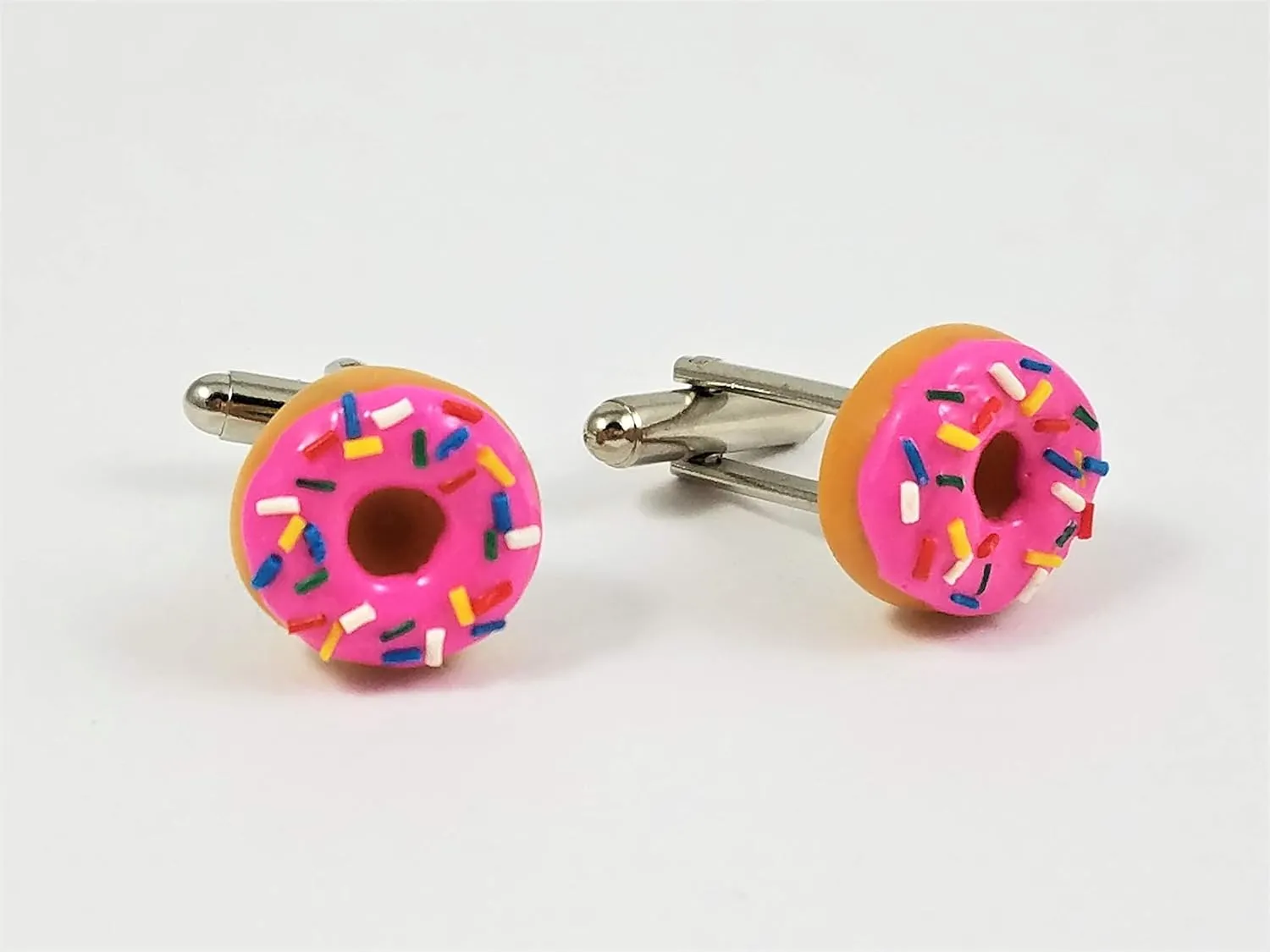 Pink Strawberry Donut Cufflinks - Customize Your Own Flavor (Cufflinks, Pink Strawberry, Standard)