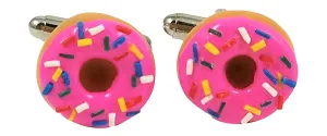 Pink Strawberry Donut Cufflinks - Customize Your Own Flavor (Cufflinks, Pink Strawberry, Standard)