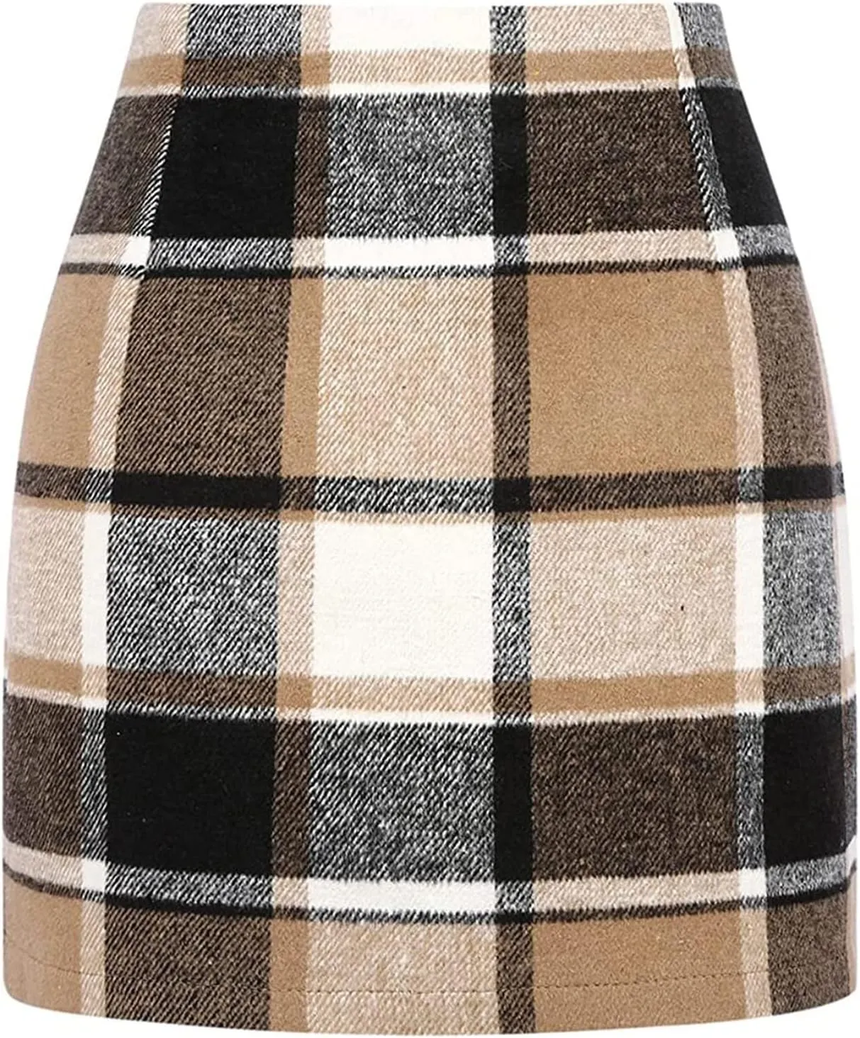 Plaid Skirts for Women Fall High Waisted Wool Bodycon Mini Skirt Casual Trendy Tweed Pencil Skirt A Line Skirt