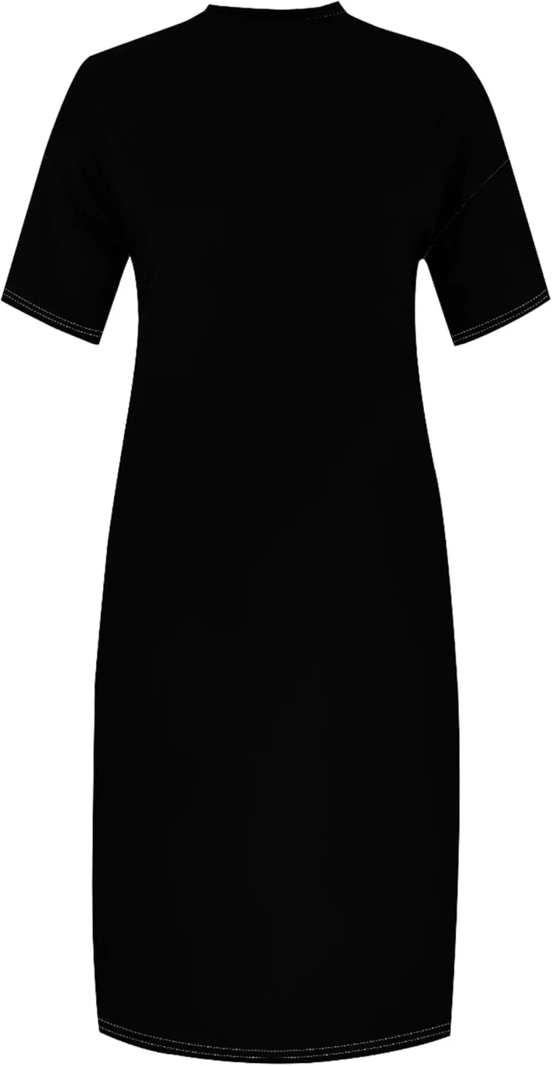 Plus Size Casual Loose Dress for Curvy Women Summer V Neck Short Sleeve T Shirt Loose Midi Dresses with Pockets