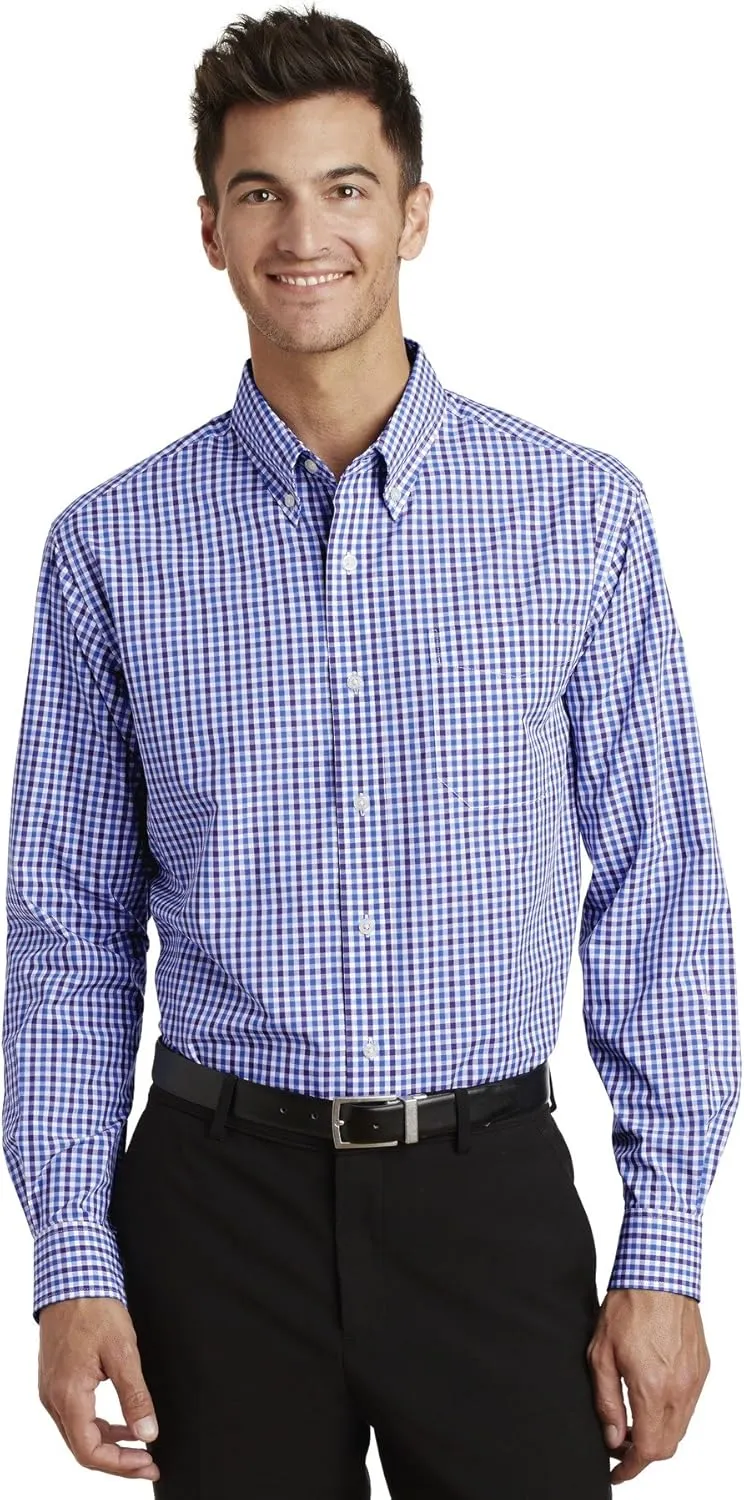 Port Authority Men's Gingham Easy Care Long Sleeve Button-Down Shirt
