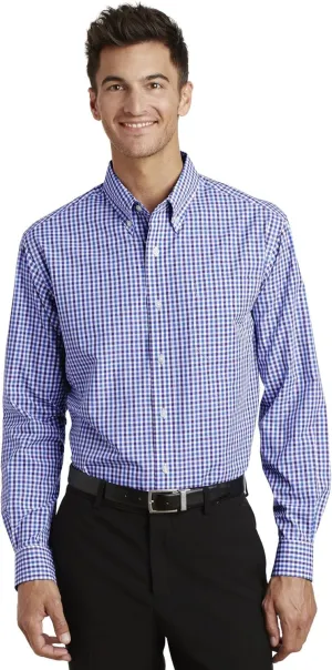 Port Authority Men's Gingham Easy Care Long Sleeve Button-Down Shirt