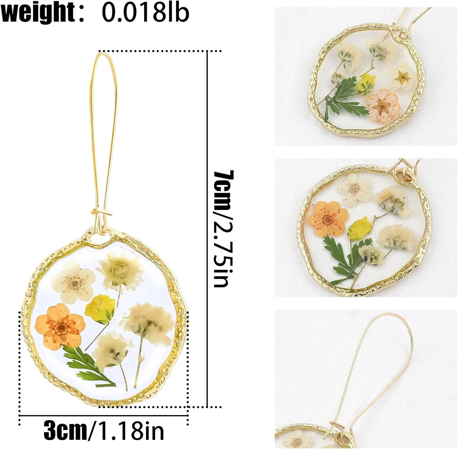 Pressed Flower Teardrop Dangle Drop Earrings for Women, Handmade Unique Resin Dried Flowers Teardrop Earrings, Nature Floral Earings Fashion Summer Jewelry Gift for Her