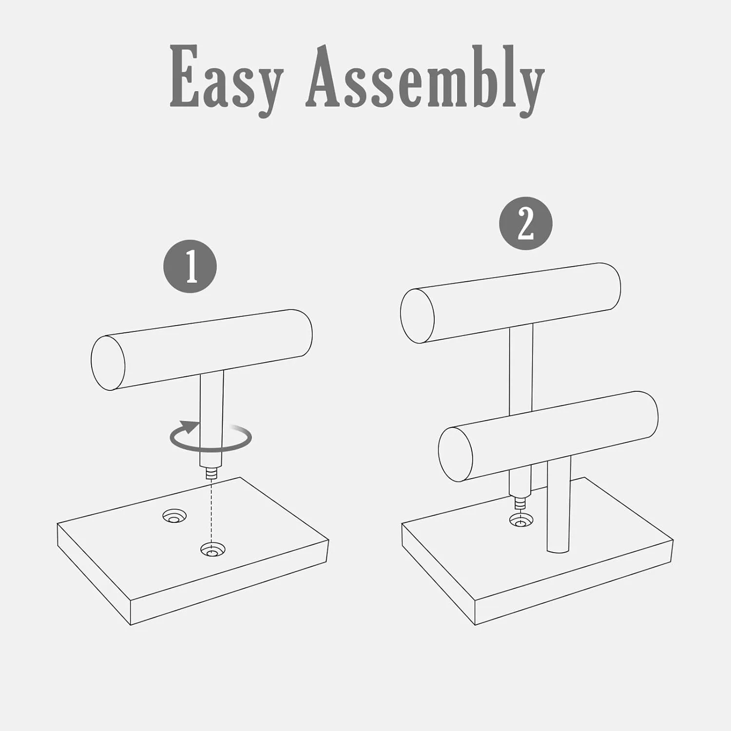 ProCase Bracelet Holder Display Bracelet Organizer, Wooden Bracelet Stand for Selling, T-bar Bangle Storage Rack Wood Watch Display Tower for Business - 2 Tier, White