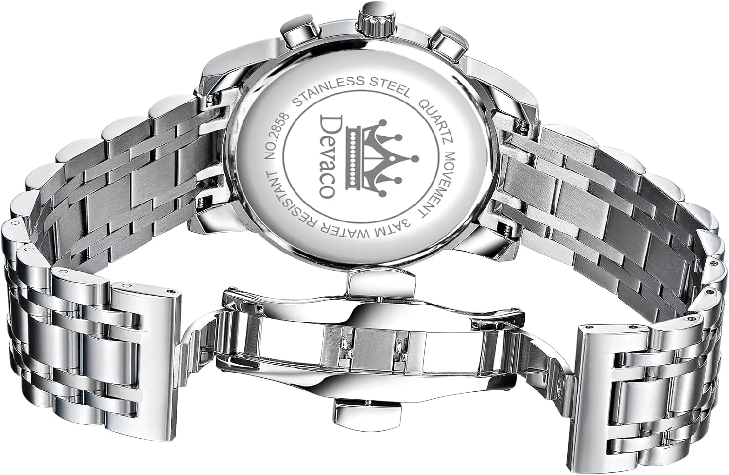 Quartz Mens Watches Stainless Steel Waterproof Watches for Men,Night Light Calendar Chronograph Watch for Men
