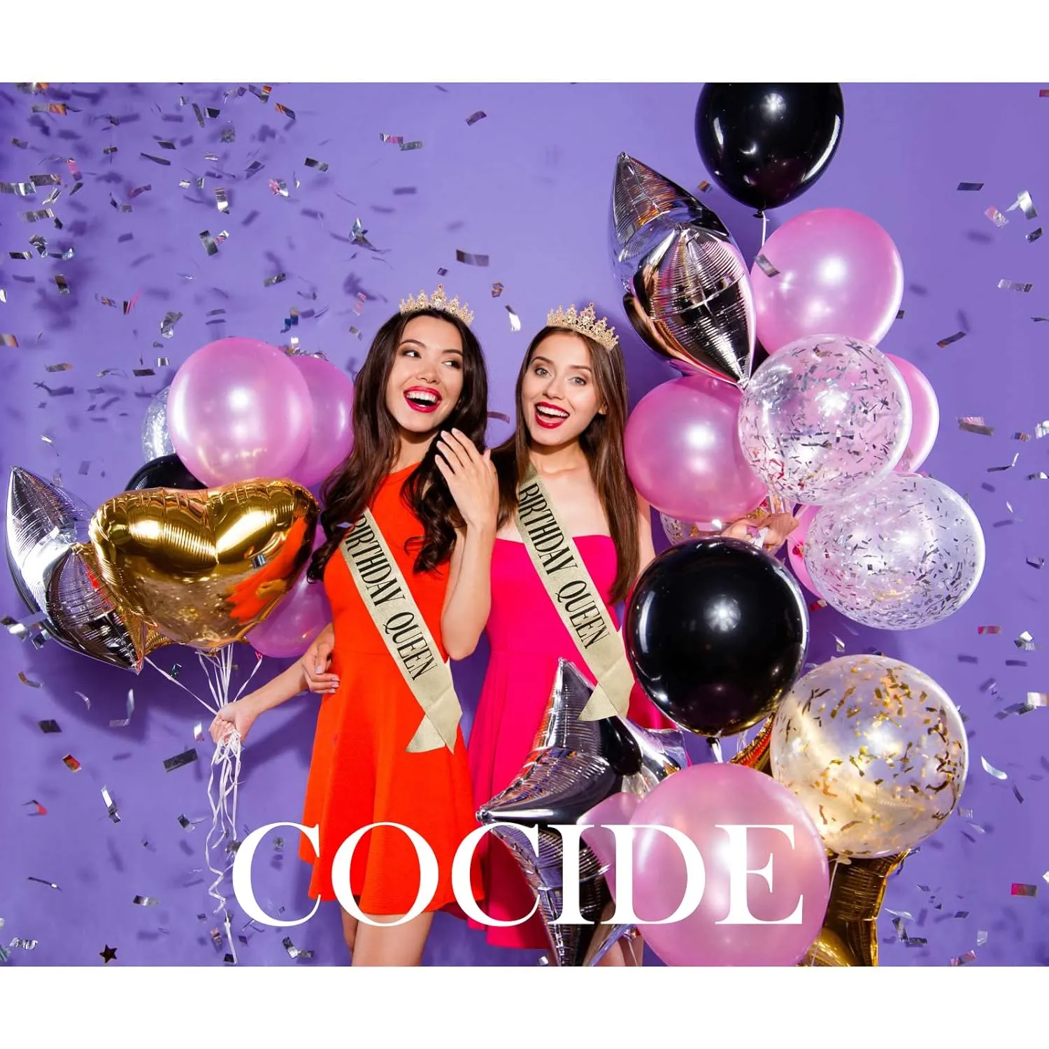 "BIRTHDAY QUEEN" Sash and Tiara for Women Crystal Tiara and Satin Kit for Girl Rhinestones Crown with Comb Glitter Hair Accessories for Prom Party Decoration Cake Topper Accessory Set with Pins