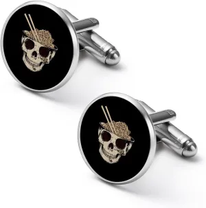 Ramen Brain Cufflinks for Men Round Cuff Links Tuxedo Shirts for Business Wedding Formal Suit