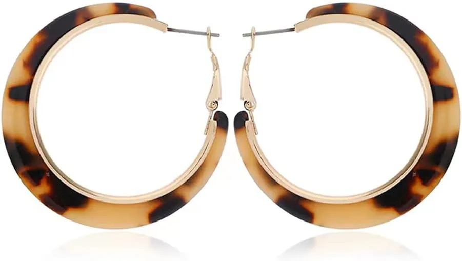 Retro Simple Acrylic Hoop Earrings for Women Unique Tortoise Resin Earrings Bohemia Statement Dangle Earring Studs for women
