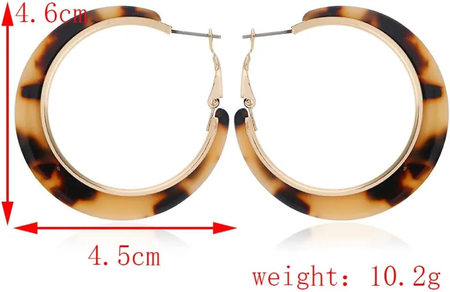 Retro Simple Acrylic Hoop Earrings for Women Unique Tortoise Resin Earrings Bohemia Statement Dangle Earring Studs for women