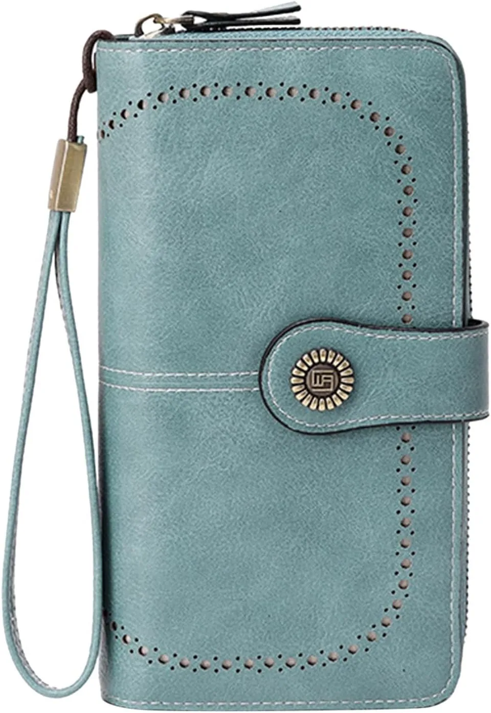 Rfid Wallet Women, Leather Wallet Wristlet, Zip Around Rfid Blocking Large Capacity Bifold Clutch Purses Credit Card Holder