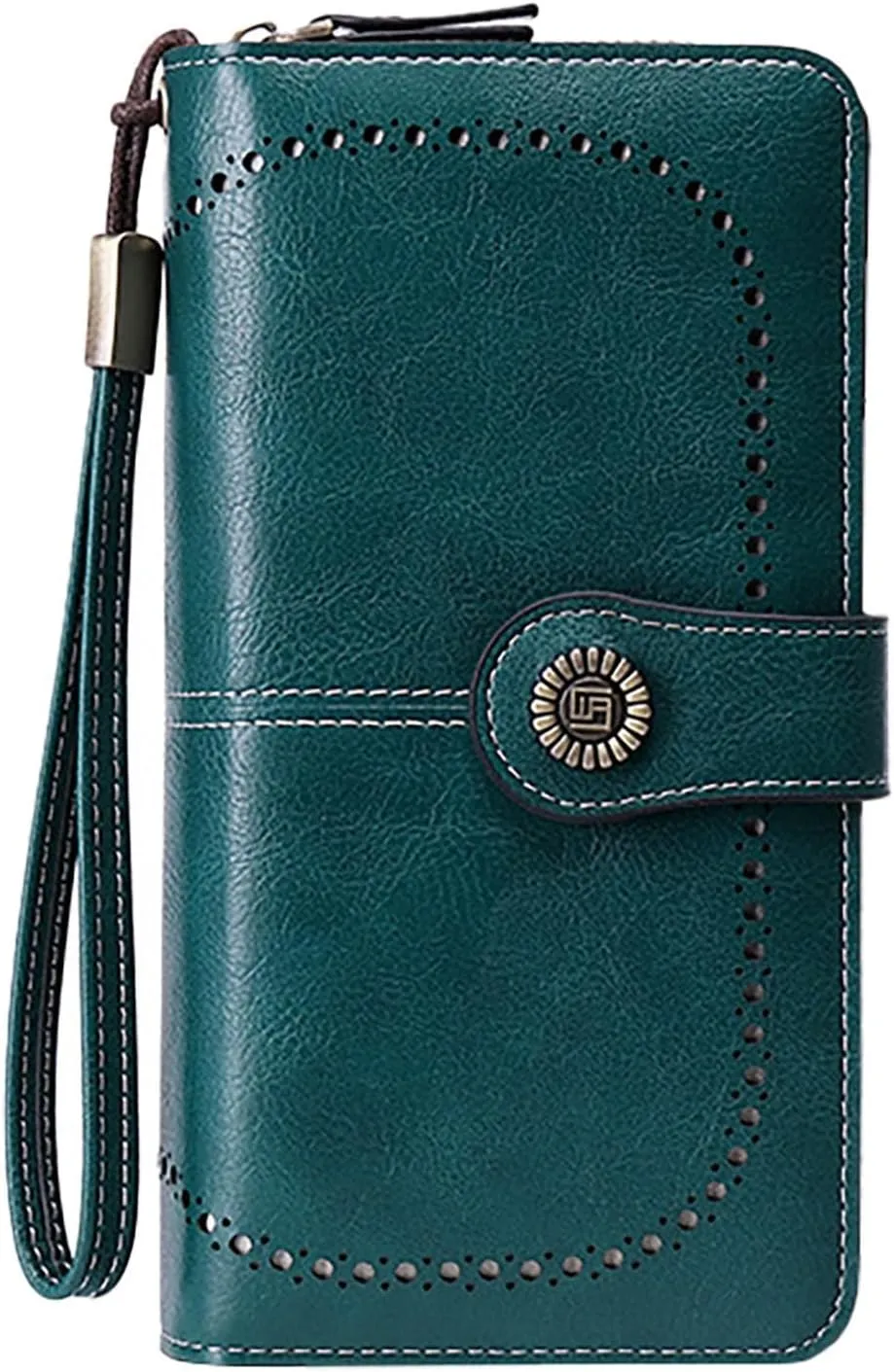 Rfid Wallet Women, Leather Wristlet Wallets, Bifold Large Capacity Rfid Blocking Zip Around Credit Card Wallet Clutch Purses